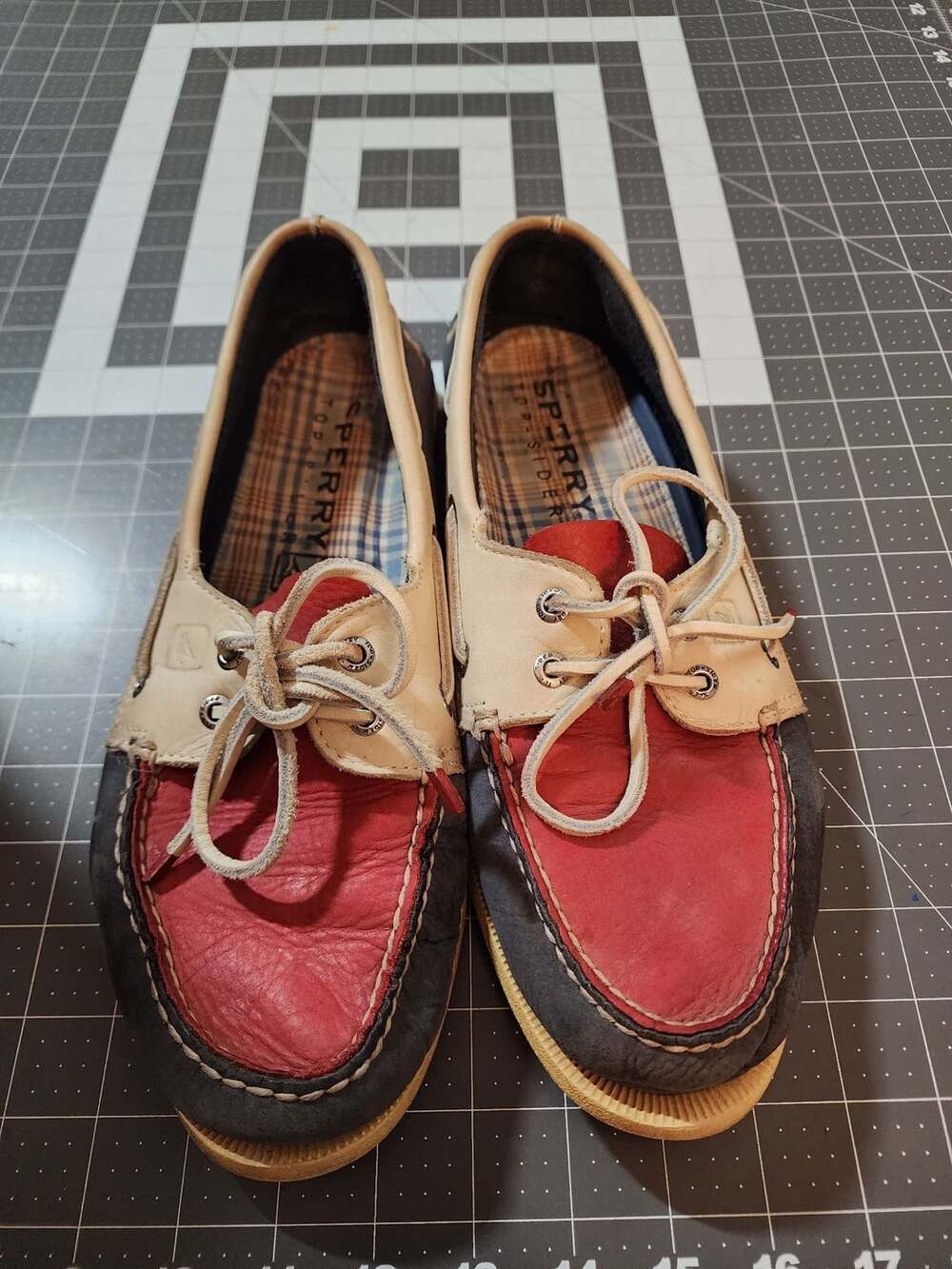 Sperry Top-Sider Boat Shoes Red White Blue Leather